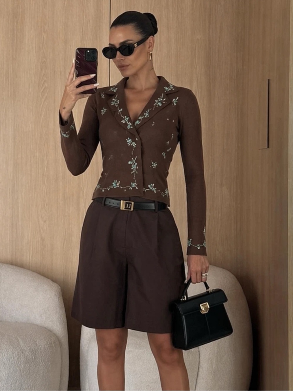 BCBGMaxAzria Brown Embellished Neck Y2K VTG Cardigan & jacket | Size M